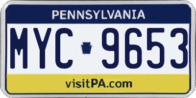PA license plate MYC9653