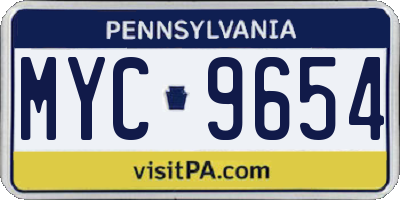 PA license plate MYC9654