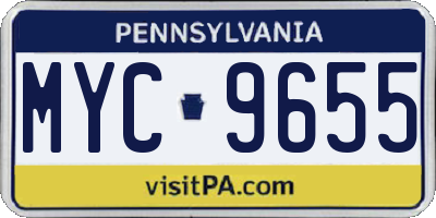 PA license plate MYC9655