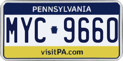 PA license plate MYC9660