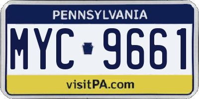 PA license plate MYC9661