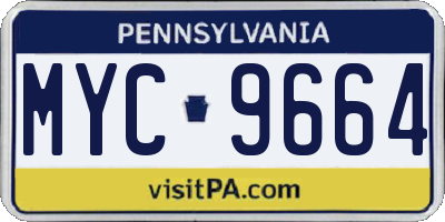 PA license plate MYC9664
