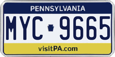 PA license plate MYC9665