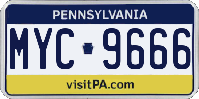 PA license plate MYC9666