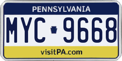 PA license plate MYC9668