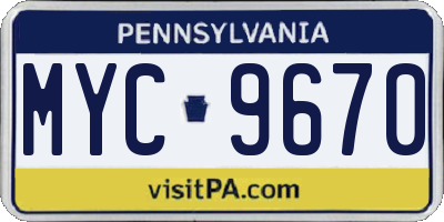 PA license plate MYC9670