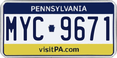 PA license plate MYC9671