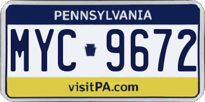 PA license plate MYC9672
