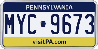 PA license plate MYC9673