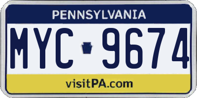 PA license plate MYC9674