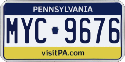 PA license plate MYC9676