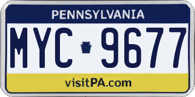 PA license plate MYC9677