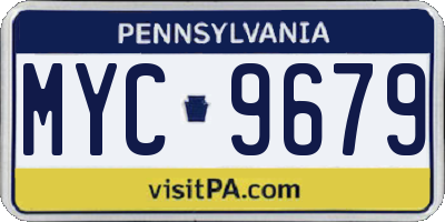 PA license plate MYC9679