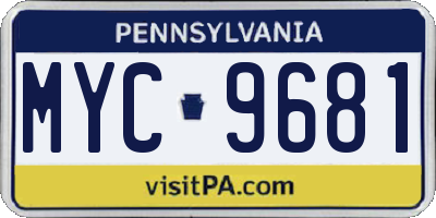 PA license plate MYC9681