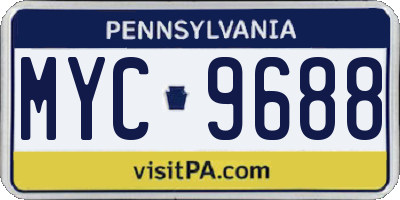 PA license plate MYC9688