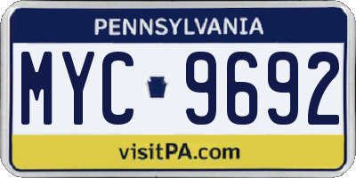 PA license plate MYC9692