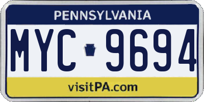 PA license plate MYC9694