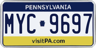 PA license plate MYC9697