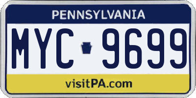 PA license plate MYC9699