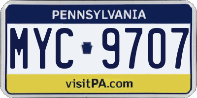 PA license plate MYC9707