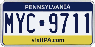 PA license plate MYC9711