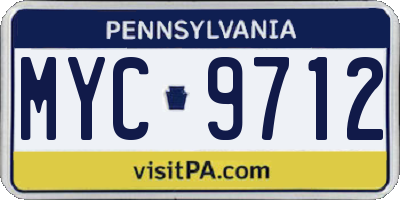 PA license plate MYC9712