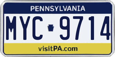 PA license plate MYC9714