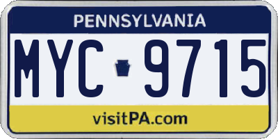 PA license plate MYC9715