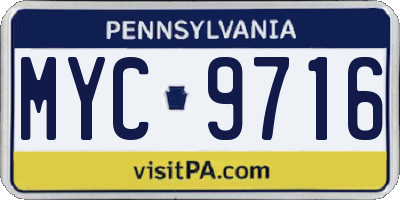 PA license plate MYC9716