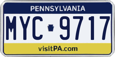 PA license plate MYC9717