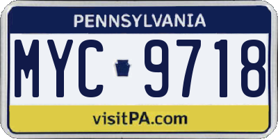 PA license plate MYC9718