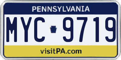 PA license plate MYC9719