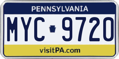 PA license plate MYC9720