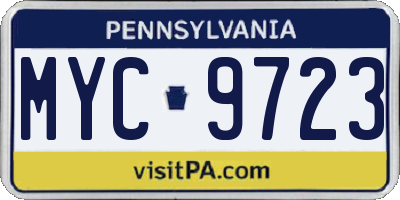 PA license plate MYC9723
