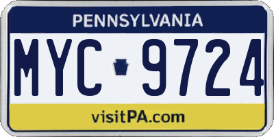 PA license plate MYC9724