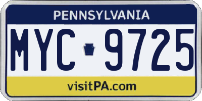 PA license plate MYC9725