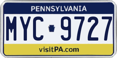 PA license plate MYC9727