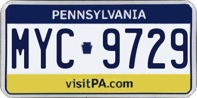 PA license plate MYC9729