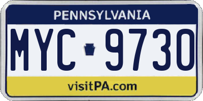 PA license plate MYC9730