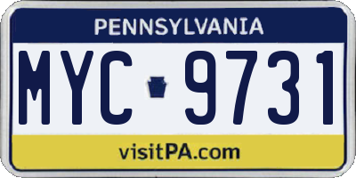 PA license plate MYC9731