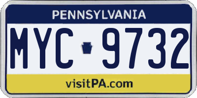 PA license plate MYC9732