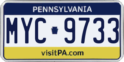 PA license plate MYC9733