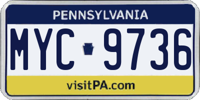 PA license plate MYC9736