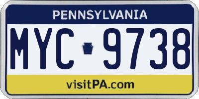PA license plate MYC9738