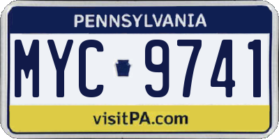 PA license plate MYC9741