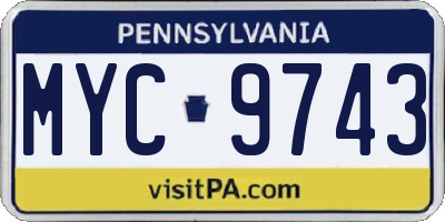 PA license plate MYC9743