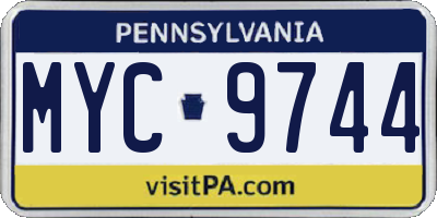 PA license plate MYC9744