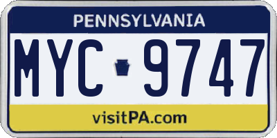 PA license plate MYC9747