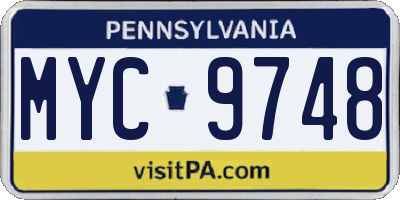 PA license plate MYC9748