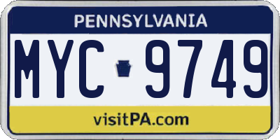 PA license plate MYC9749